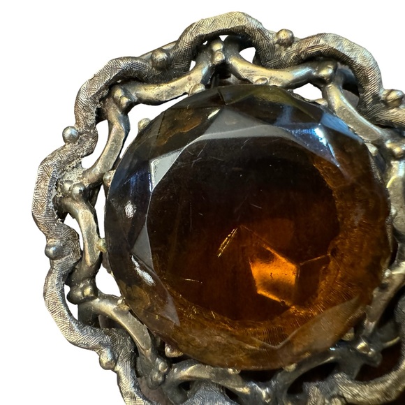 Vintage Marvella Citrine Stone Brooch Pin - Picture 3 of 11